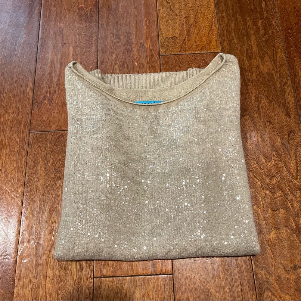 Alice + Olivia Tan Sequin Sweater Size Medium - Picture 4 of 4